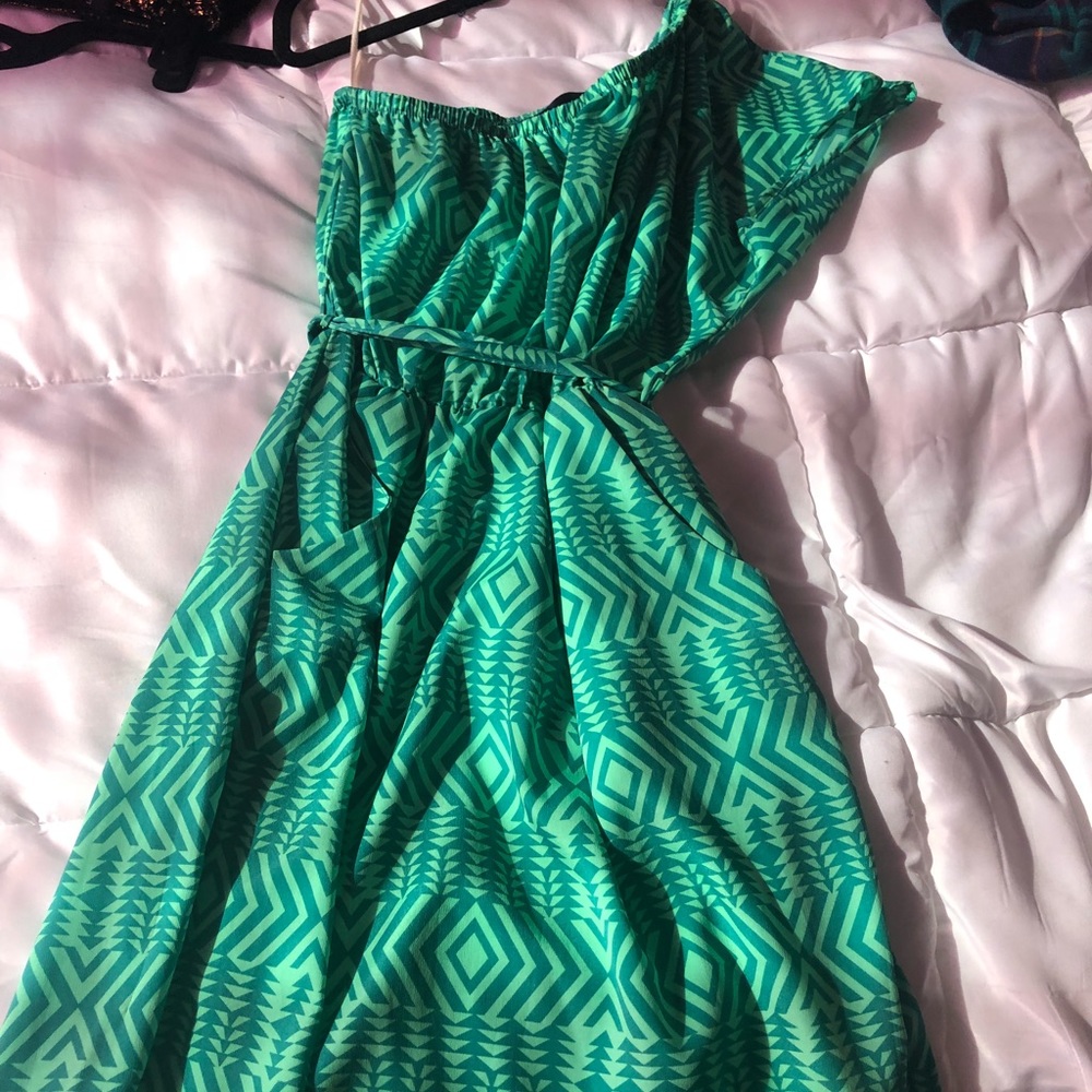 Blue Rain One Shoulder Cocktail Dress